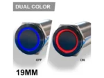 PLASHLIGHTS REVERT Harsh Environment 19MM Dual Color Push Button On/Off Switch - Black | HPBS-19-BLK-L