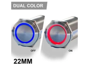 PLASHLIGHTS REVERT Harsh Environment 22MM Dual Color Push Button On/Off Switch - Stainless Steel | HPBS-22-SS-L