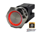PLASHLIGHTS Marine Push Button Switch - Red LED - 20a - Stainless Steel - Momentary | PL22SS-M-RD *ON SALE WHILE SUPLIES LAST*